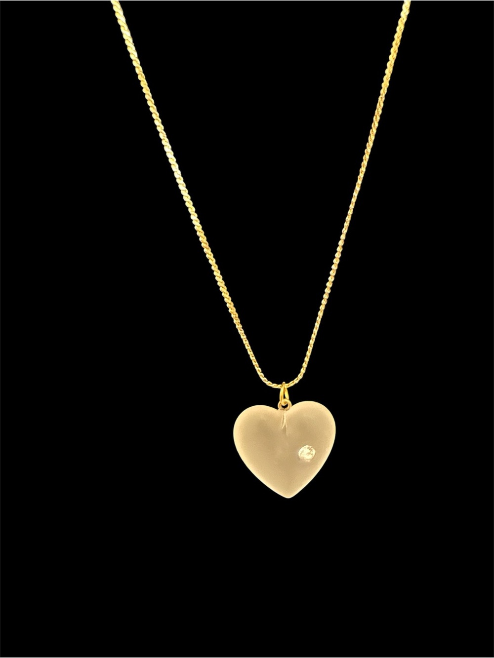 Gold Heart Pendant Necklace with Accent Stone - Women Jewelry